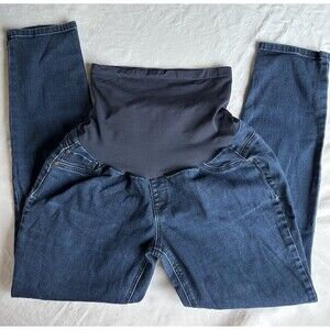 Indigo Blue Straight Jeans Blue Stretch 5-Pocket Button Women’s Denim Maternity